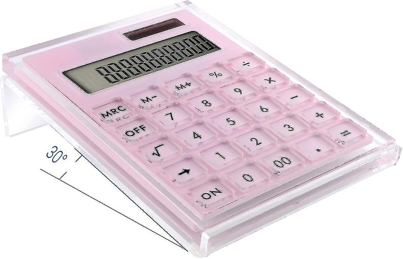 Calculator With D， And Solar Hybrid Ed Basic Calculator 12-digit Lcd Display，home Desktop Accessories()