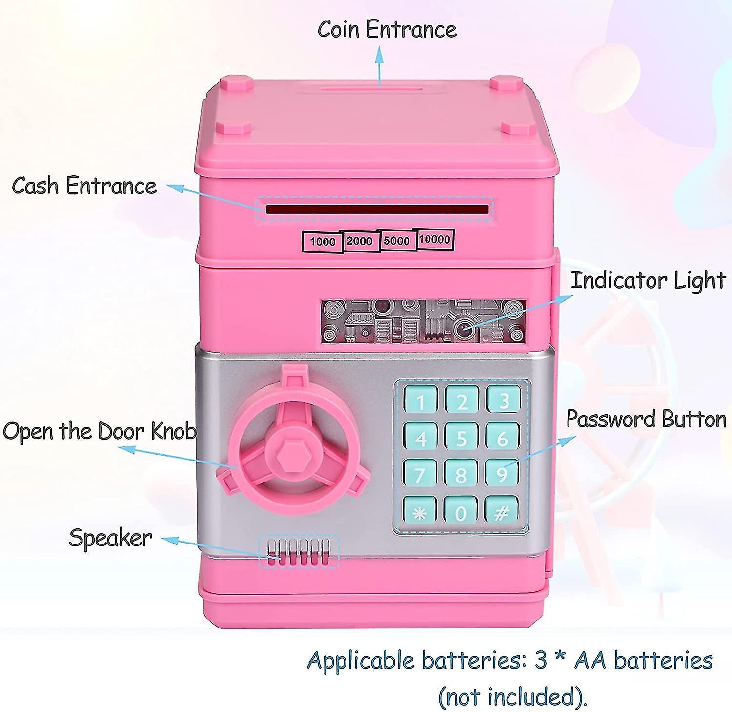 Piggy Bank， Birthday Toys Gifts For 4 5 6 7 8 9 10 Year Old Boys Girls， Electronic Real Money Coin Atm Machine， Plastic Large Saving Bank Safe Lock Bo