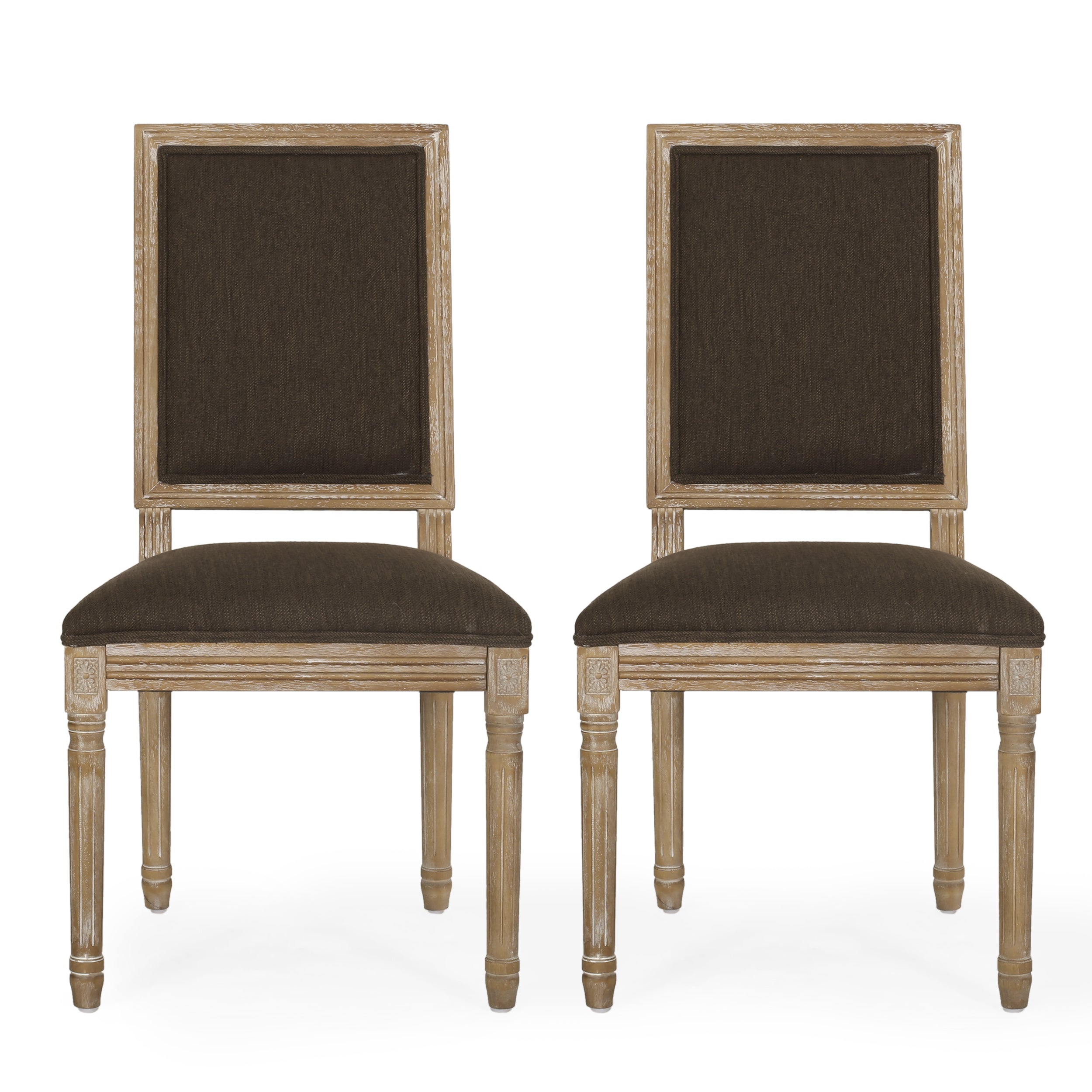 Amy French Country Wood Upholstered Dining Chair, Set of 2