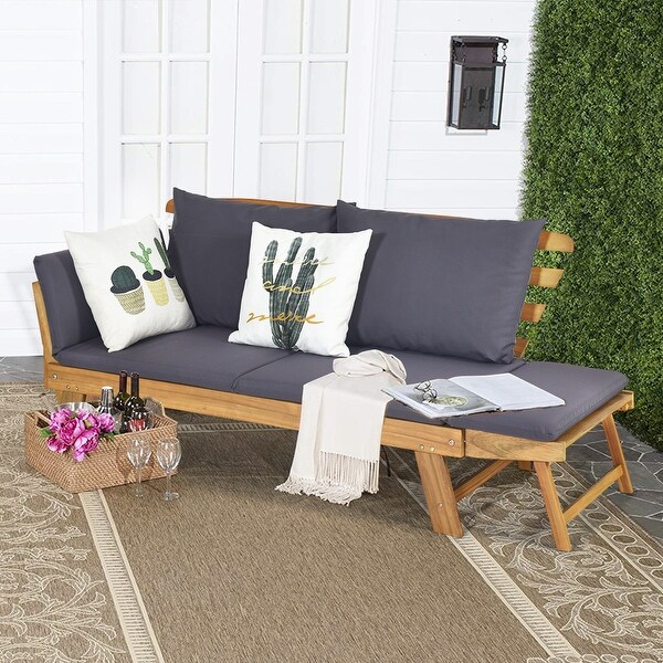 Costway Patio Convertible Sofa Daybed Solid Wood Adjustable Thick