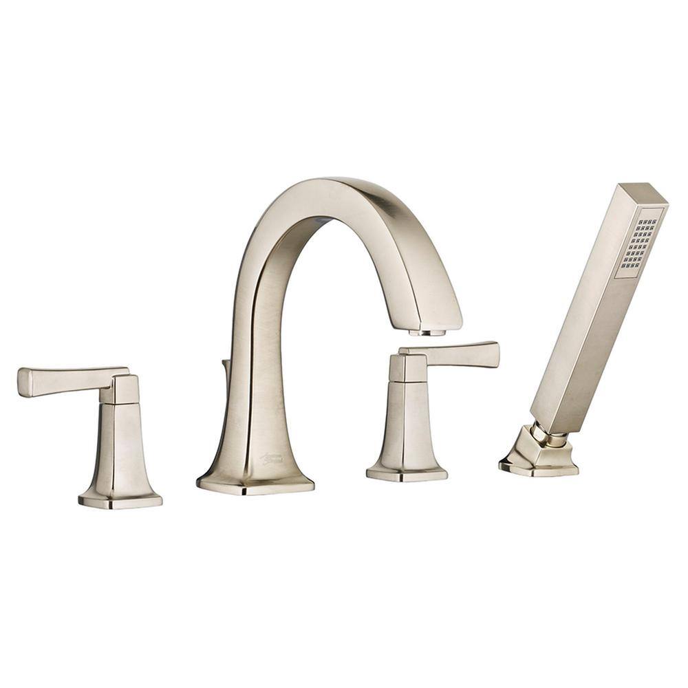 American Standard Townsend 2-Handle Deck-Mount Roman Tub Faucet for Flash Rough-in Valves with Hand Shower in Brushed Nickel T353901.295