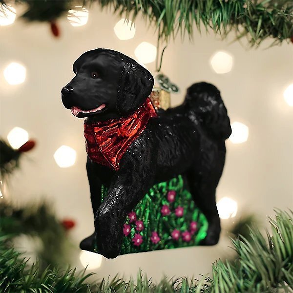 Old World Christmas Black Doodle Dog Glass Tree Ornament