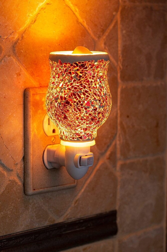 Mosaic Glass Plug-In Fragrance Wax Melt Warmer (Cinnamon Red)