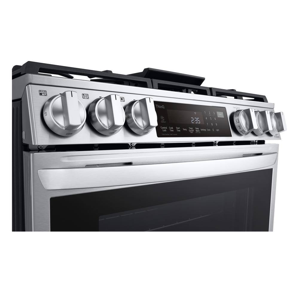 LG 6.3 cu. ft. Slide-in Gas Range with EasyClean Instaview and Air Fry in Printproof Stainless Steel LSGL6335F