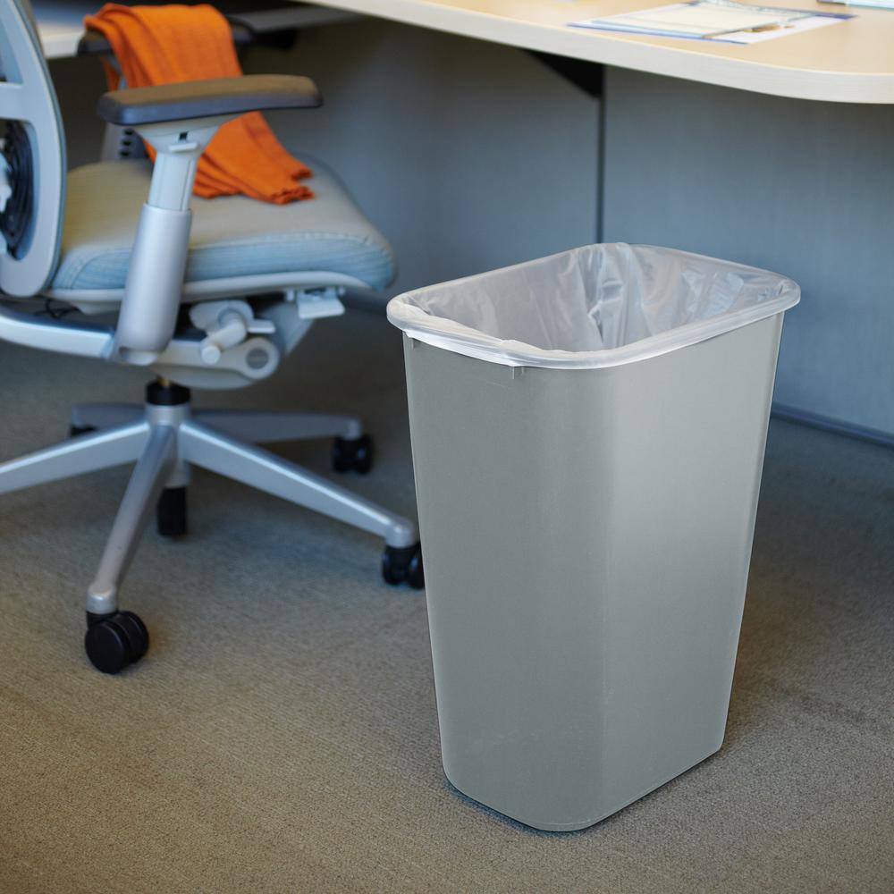 Rubbermaid Commercial Products 10.25 Gal. Gray Plastic Rectangular Deskside Trash Can RCP295700GY