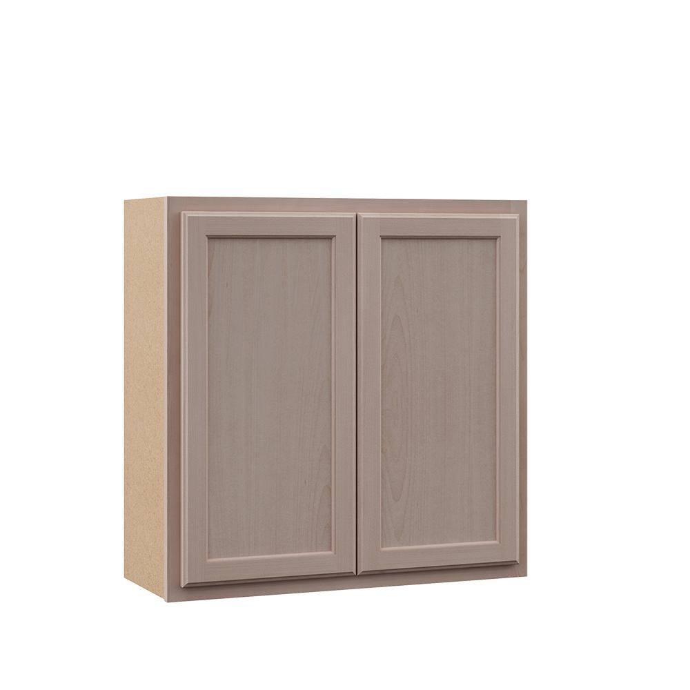 Hampton Bay Hampton 30 in. W x 12 in. D x 30 in. H Assembled Wall Kitchen Cabinet in Unfinished KW3030-UF