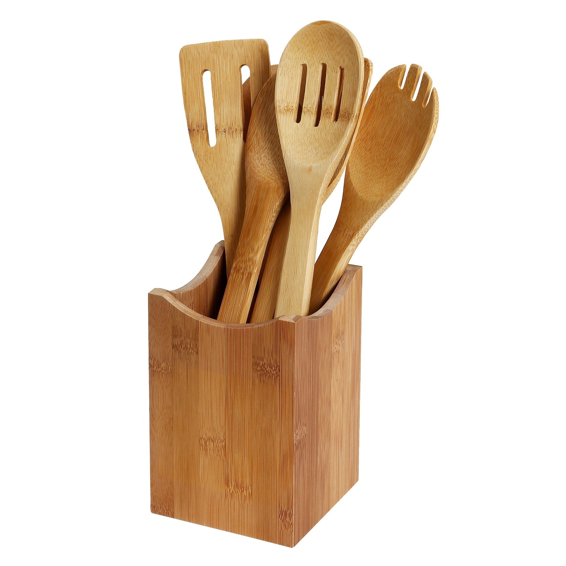 YBM Home and Kitchen Bamboo Kitchen Tool Utensil Holder 4-inch W x 4-inch L x 6-inch H - Brown