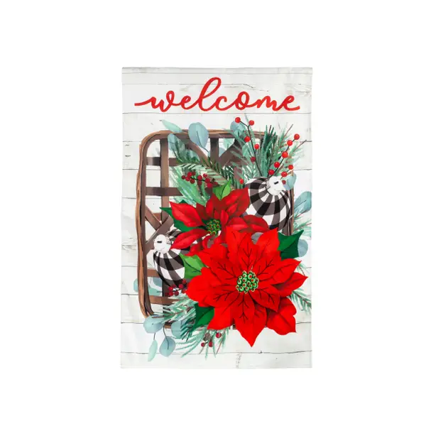 Evergreen Enterprises Poinsettia Tobacco Basket Flag