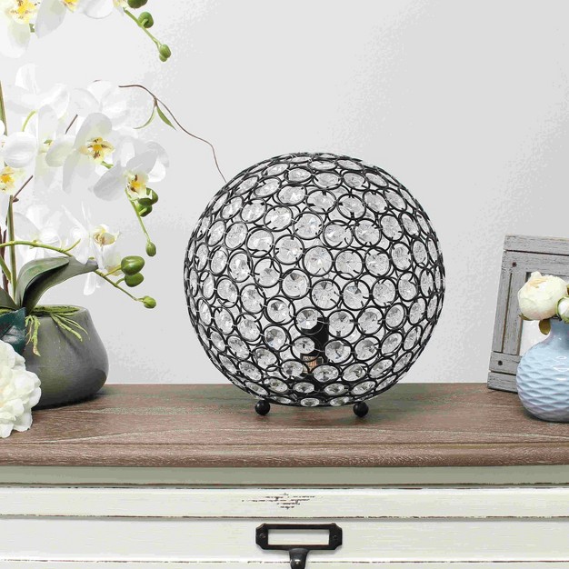 Elipse Medium Contemporary Metal Crystal Round Orb Table Lamp Lalia Home