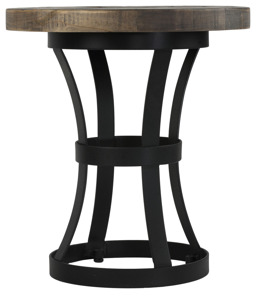 Cortesi Home Newcastle End Table  Solid Reclaimed Wood and Black Metal   Industrial   Side Tables And End Tables   by CozyStreet  Houzz