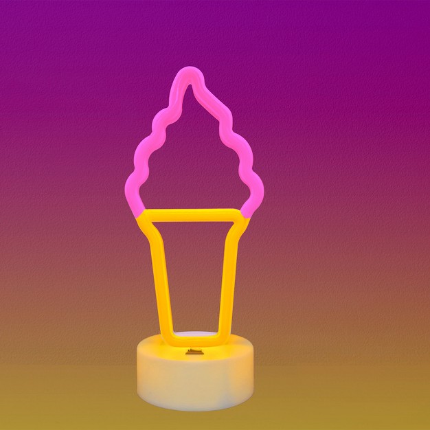 Ciao Tech Decorative Ice Cream Cone Neon Night Light Led Desk Table Lamp