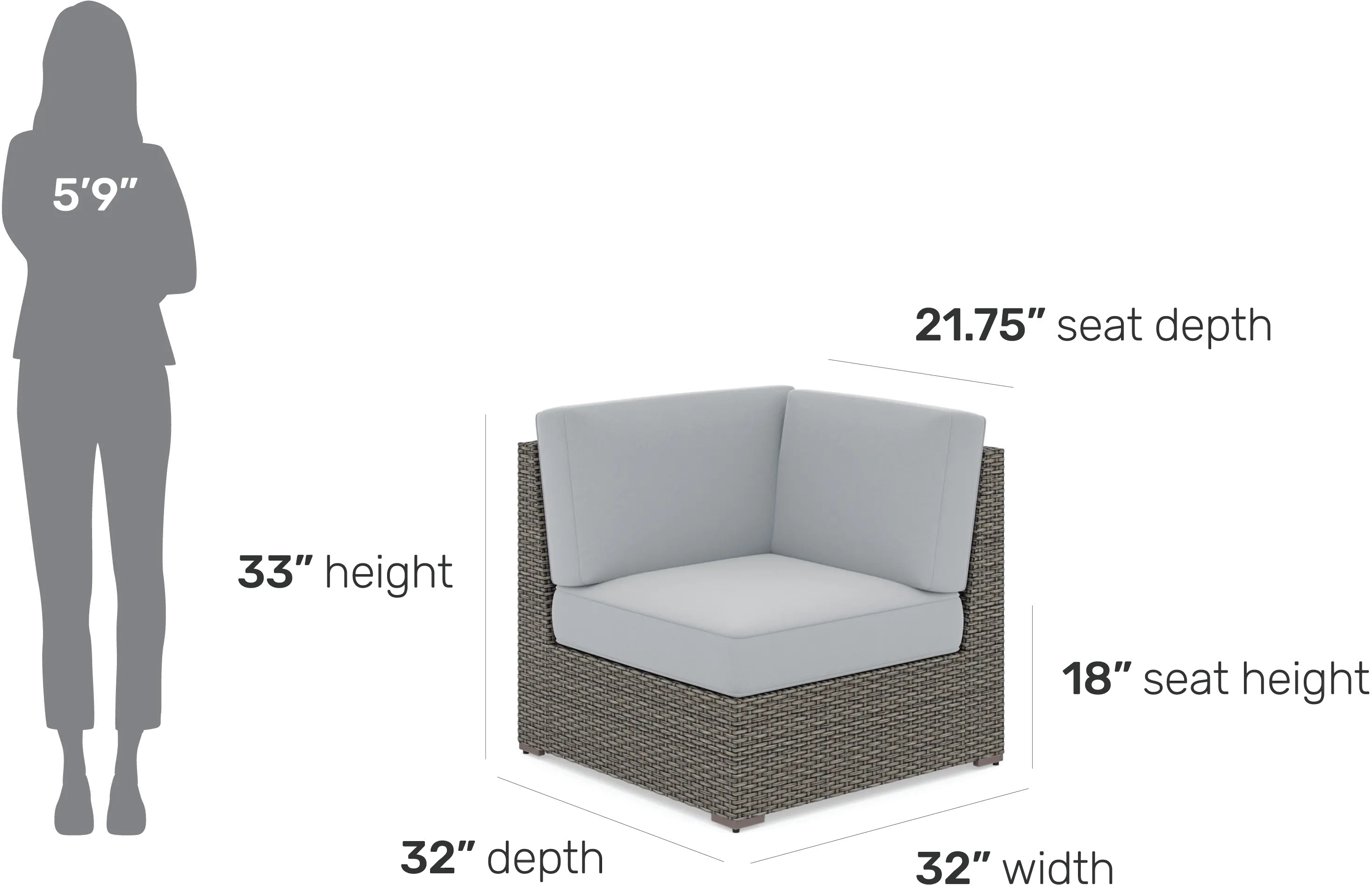 Boca Raton Gray Outdoor Sectional Side Chair