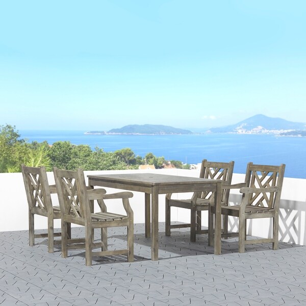 Reynard Wood Patio Table and 250 lbs weight capacity Armchair Dining Set