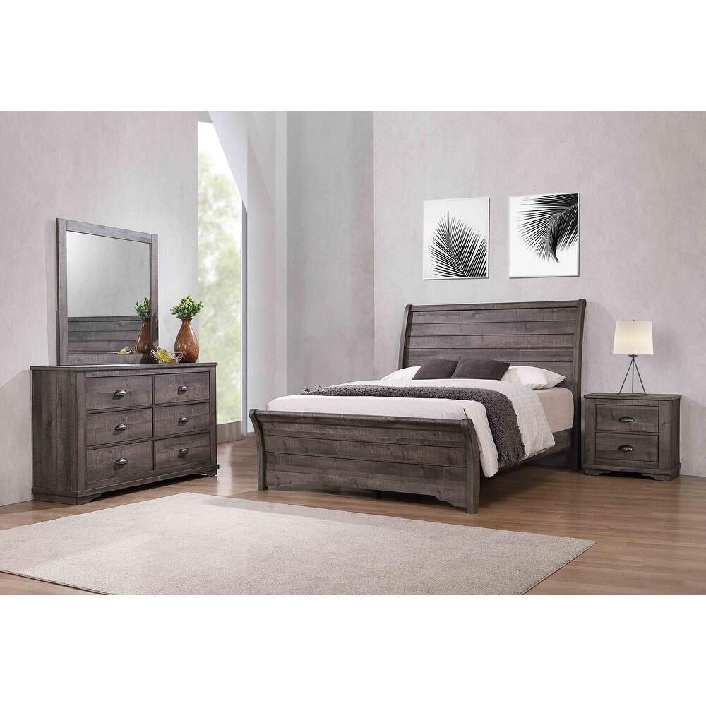 Marilyne 4 Piece Gray Upholstered Sleigh Bedroom Set