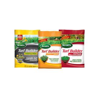 Scotts 3-Part Turf Builder Fertilizer Bundle for Small Yards (Northern) with Weed  Feed SummerGuard Fall Lawn Food 46224-1