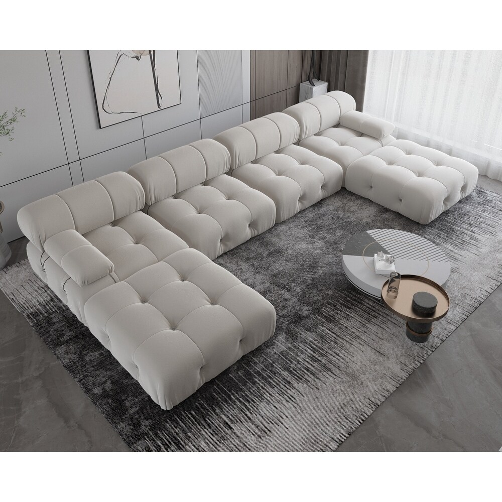 138'' Modern Velvet Upholstery U shaped Sectional Sofa