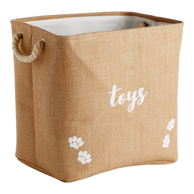 Juvale Pet Toy Storage Basket With Handles Foldable Jute Bin 15 X 12 X 14 Inches