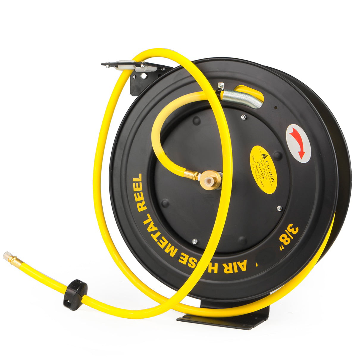 XtremepowerUS Industry Auto-Rewind Retractable Air Hose Reel Rubber Spring Driven Auto Rewind 3/8 in x 100 ft， 300PSI