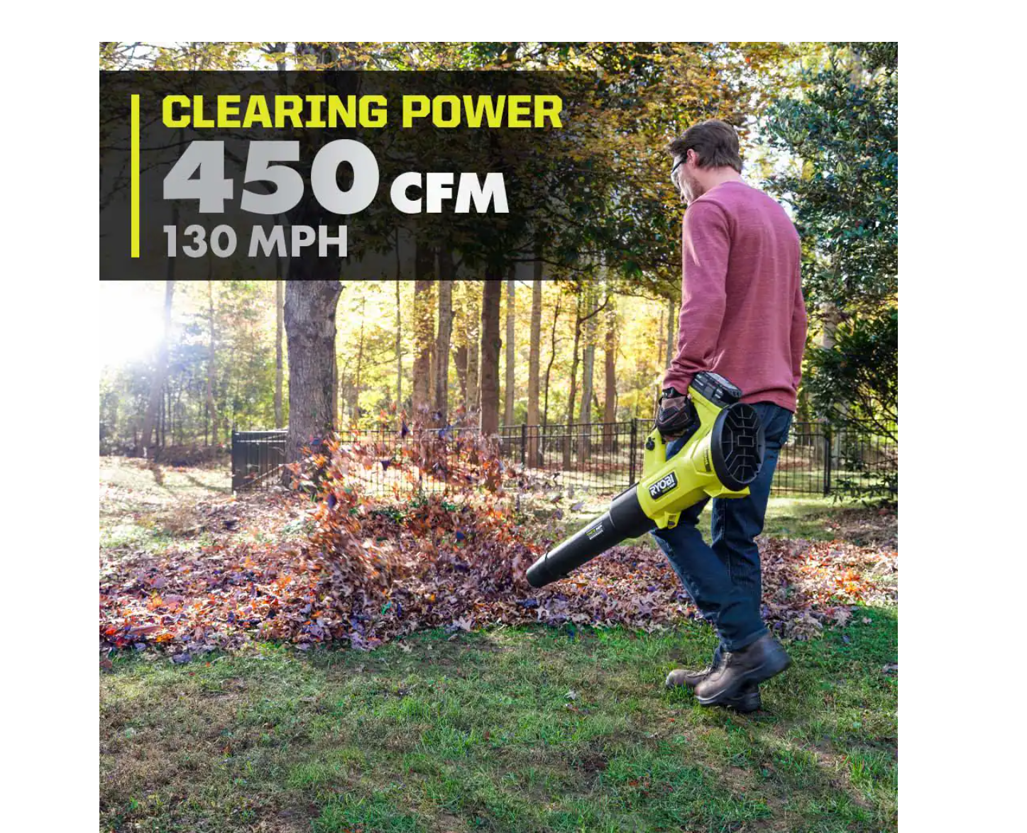 RYOBI P21014BTLVNM ONE+ HP 18V Brushless Whisper Series 130 MPH 450 CFM Cordless Battery Leaf Blower (Tool Only)