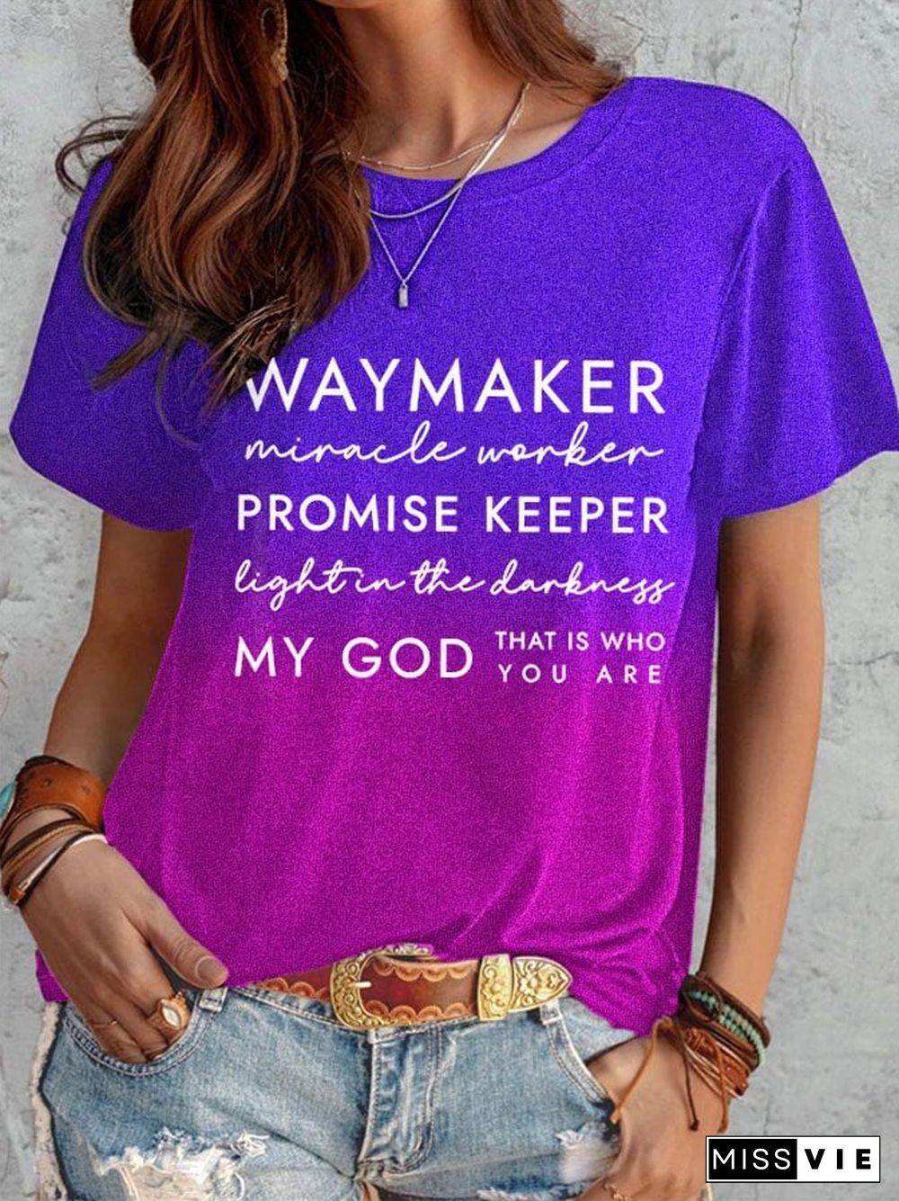 Women's Waymaker My God Print Tee Shirt