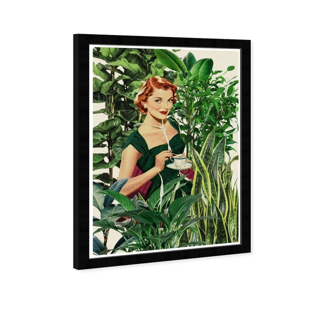 X 21 quot Retro Vintage Plant Lady Framed Wall Art Print Green Wynwood Studio