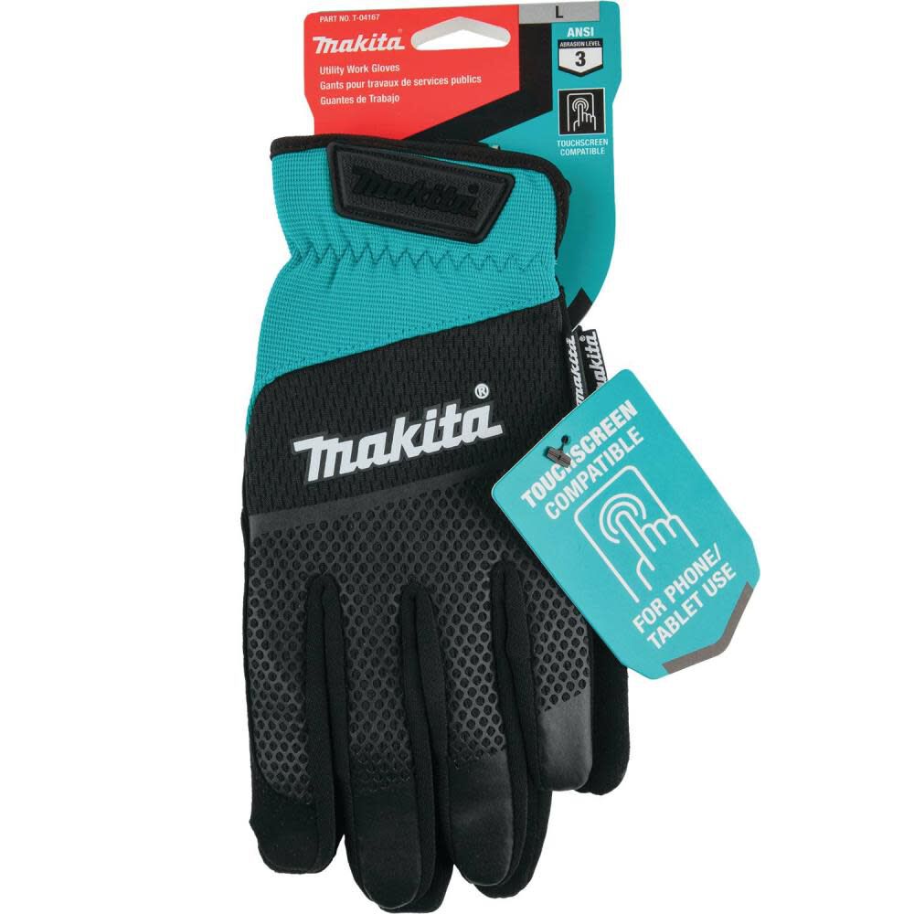 Makita Utility Work Gloves Open Cuff Flexible Protection Large T-04167 from Makita