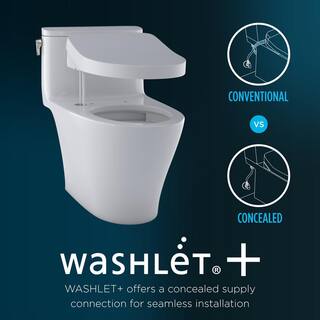 TOTO Aquia IV Arc 2-Piece 0.91.28 GPF Dual Flush Elongated Comfort Height Toilet in Cotton White S500E Washlet Seat Included MW4483046CEMFGN#01