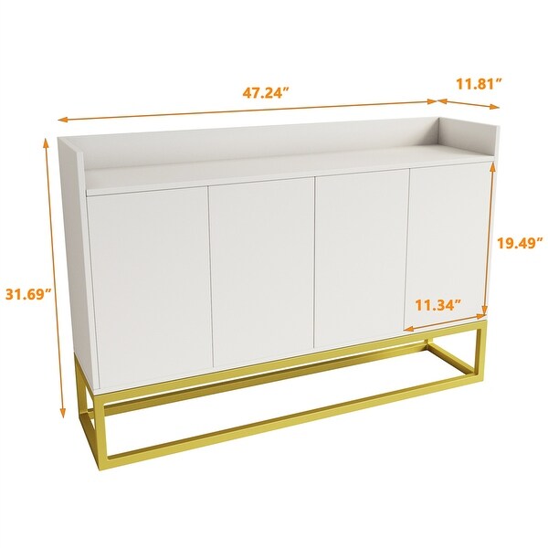 4-Door Wooden Storage Cabinet with Square Metal Leg - - 37862876