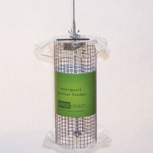 Birds Choice FF106 Forever Feeder， Stainless Steel Clear Sunflower Forever Feeder w/ Hanging Cable， 1 Quarts， Red