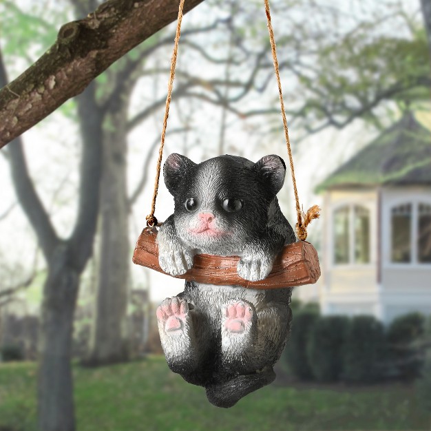 Swinging Black Kitten Figurine National Tree Company