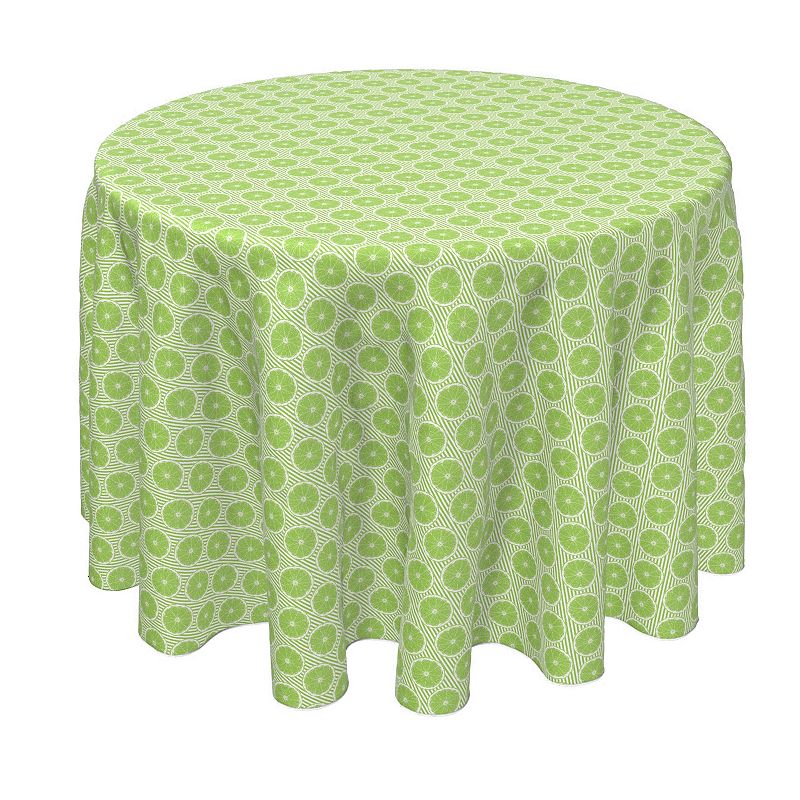 Round Tablecloth， 100% Polyester， 90 Round， Limes and Green Stripes