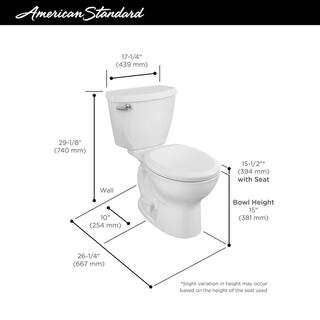 American Standard Cadet 3 PowerWash 10 in. Rough-in 2-Piece 1.28 GPF Single Flush High-Efficiency Round Toilet in White 270DB101.020