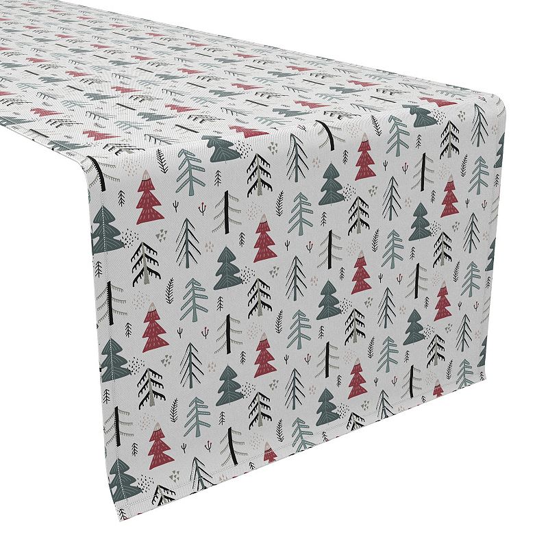 Table Runner， 100% Cotton， 16x90， Christmas Tree Doodle