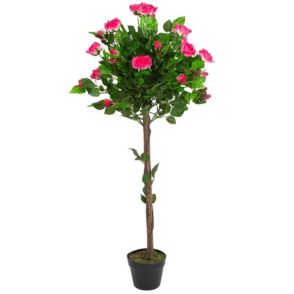 47 Potted Green and Pink Artificial Rose Tree