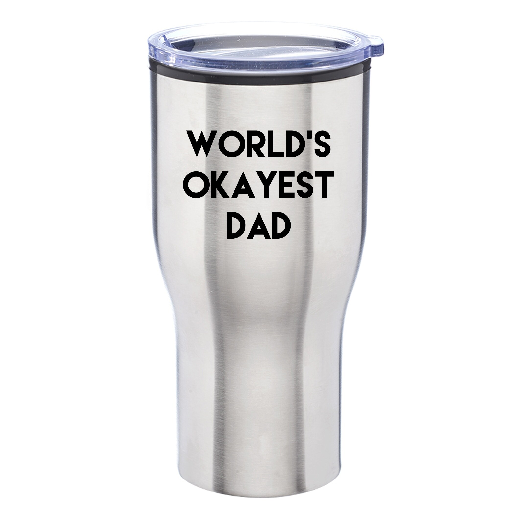 World's Okayest Dad Engraved 28 oz. Stainless Steel Tumbler with Lid