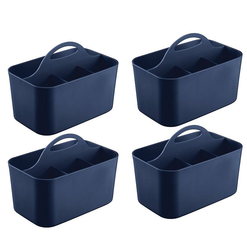 mDesign Small Plastic Storage Caddy for Desktop Office Supplies， 4 Pack - Black