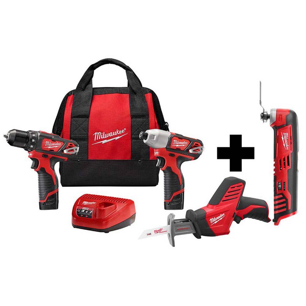 MW M12 12V Lithium-Ion Cordless Combo Kit (3-Tool) with M12 Multi-Tool 2498-23-2426-20