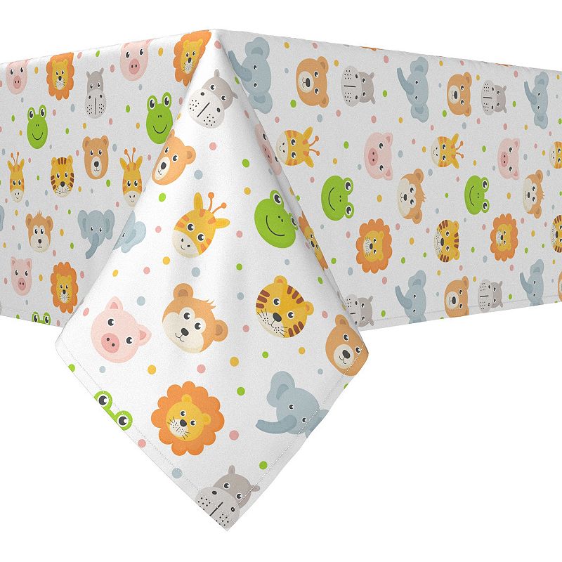 Square Tablecloth， 100% Polyester， 70x70， Cheerful Animal icons