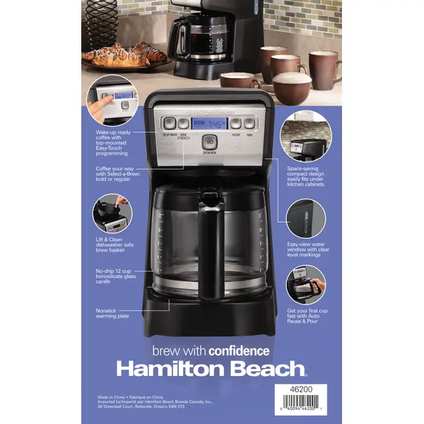 Hamilton Beach 12-Cup Compact Programmable Coffee Maker