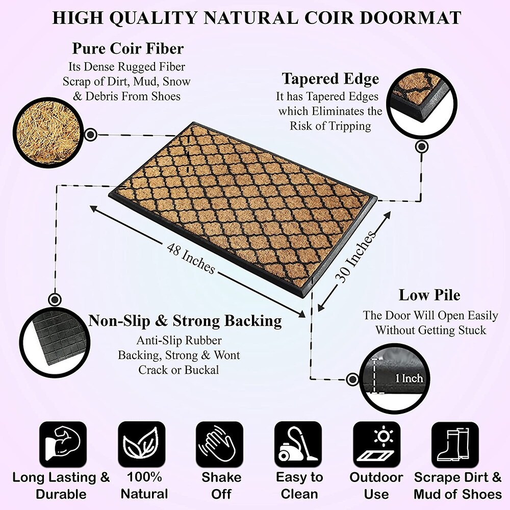 A1HC Natural Coir   Rubber Door Mat  30x48  Thick Durable Doormats for Outdoor Entrance