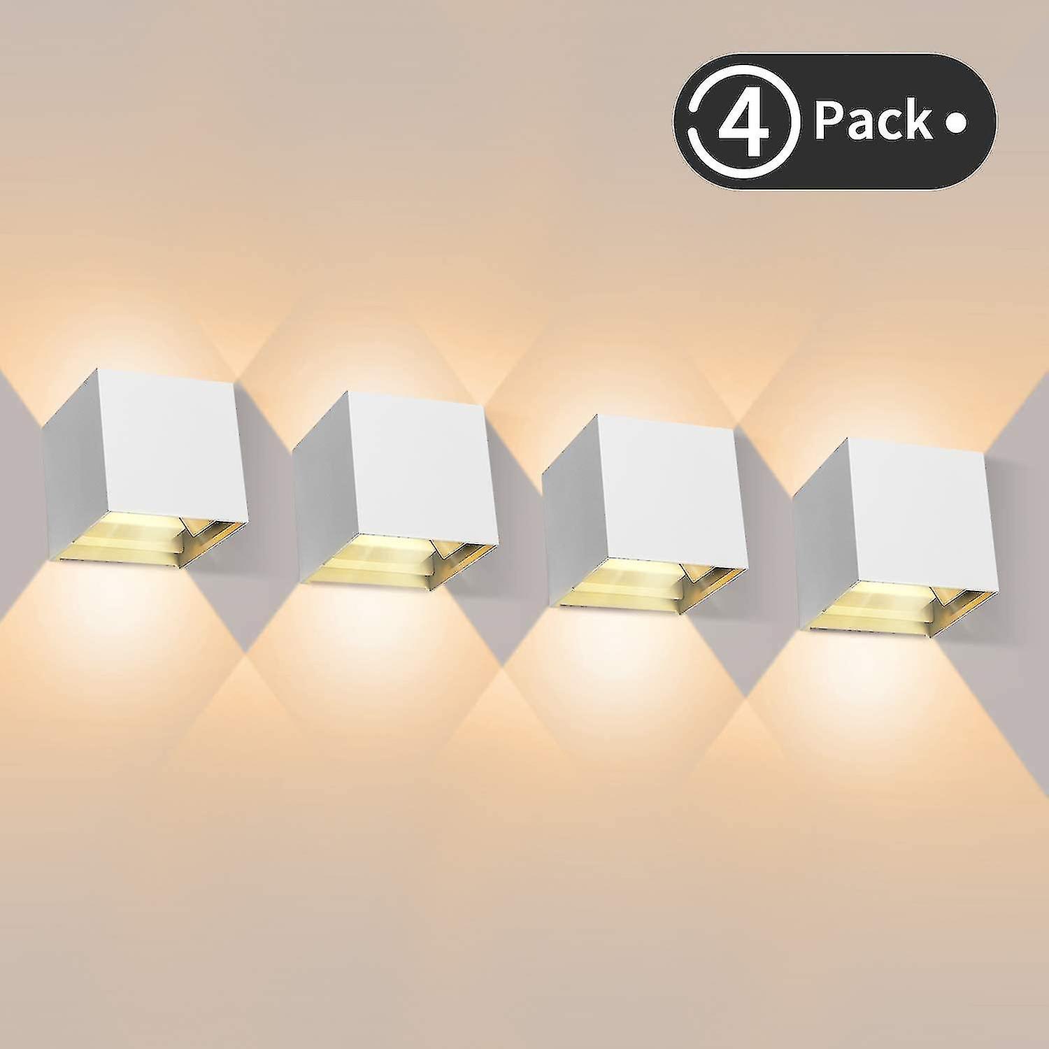 4 Pieces Led Wall Light Outdoor 12w Indoor Wall Lights 3000k Warm White Waterproof Design Ip65