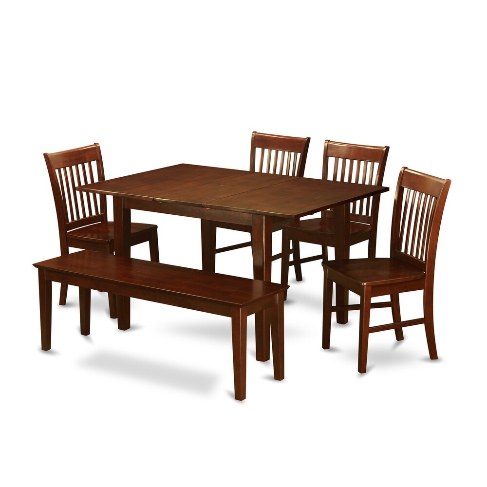 East West Furniture Dining Furniture Set Contains a Rectangle Table and Dining Chairs with a Bench (Chair Seat Type Options)