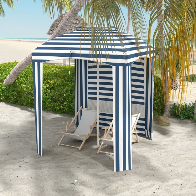 Outsunny 5 8 x27 X 5 8 x27 Cabana Umbrella Outdoor Beach Umbrella With Double top Windows Sandbags Carry Bag