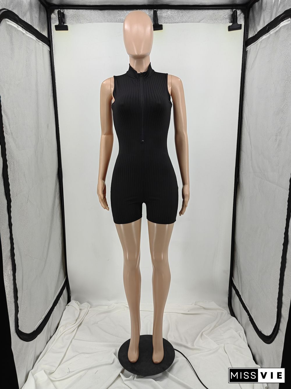 Activewear Solid Color Sleeveless Bodycon Rompers