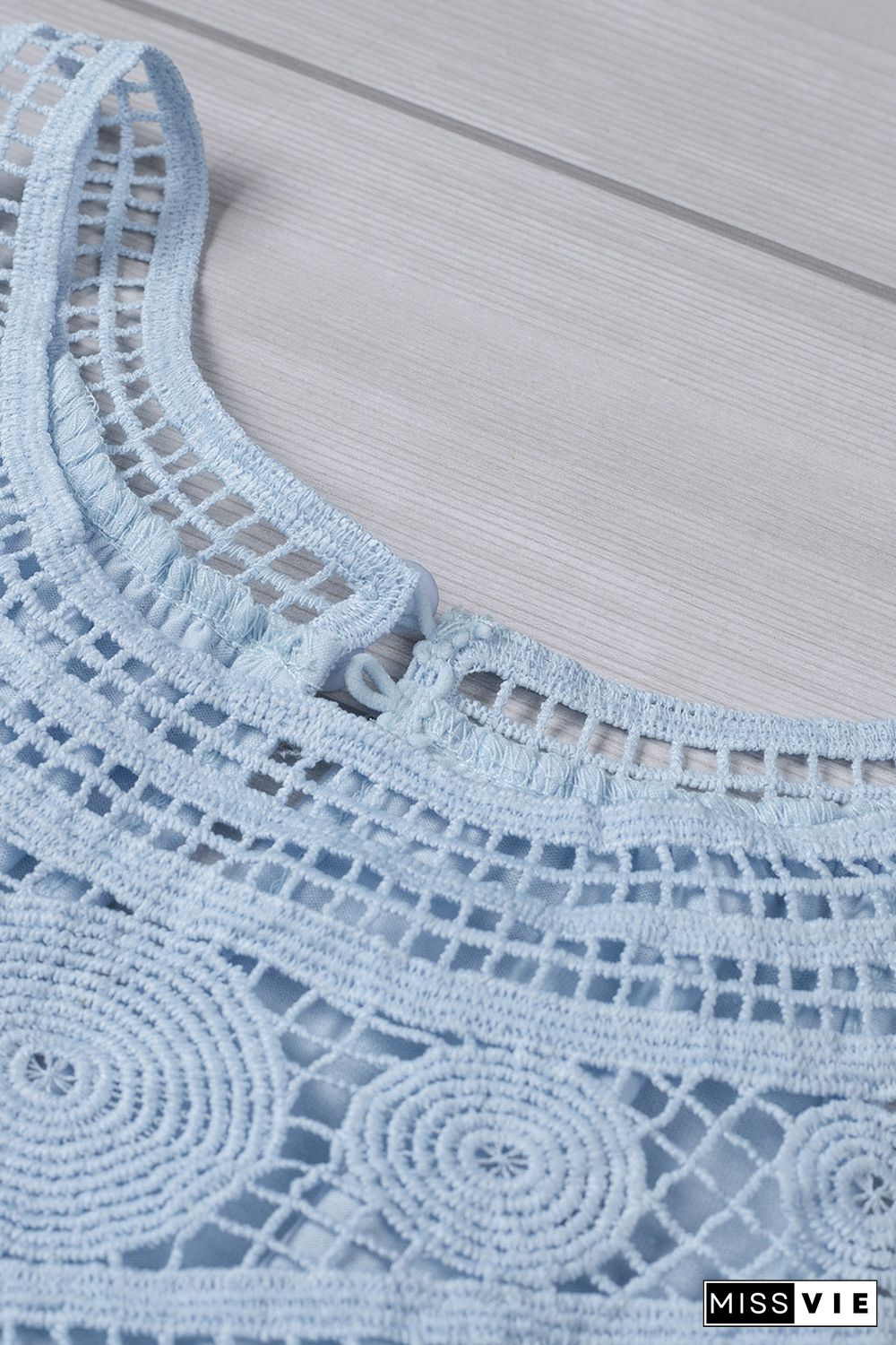 Sky Blue Crochet Lace Tank Top