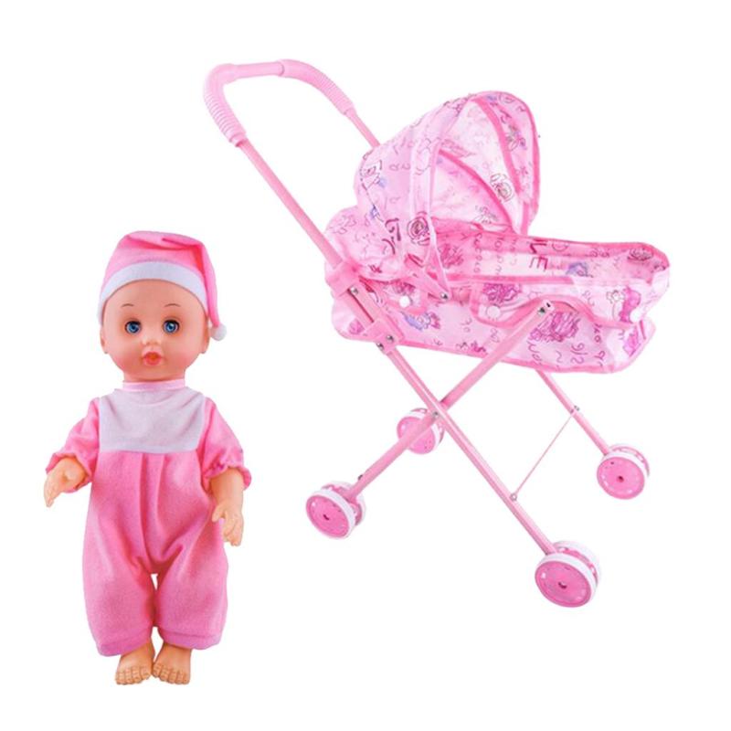 Kids Pretend Role Play Toys Baby Doll and Stroller Cart Trolley Children Toy A