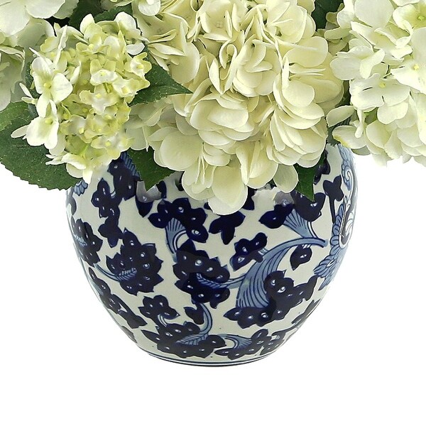 Hydrangea Floral Arrangement in Decorative Ceramic Vase