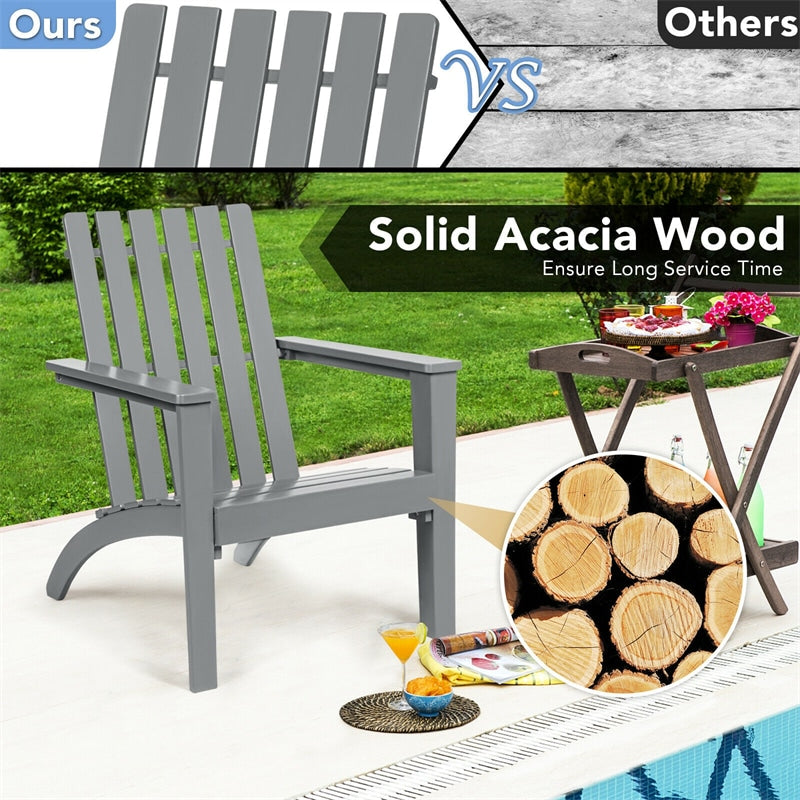 Adirondack Chair Acacia Wood Outdoor Patio Chair, Weather Resistant Campfire Chair for Lawn Seating