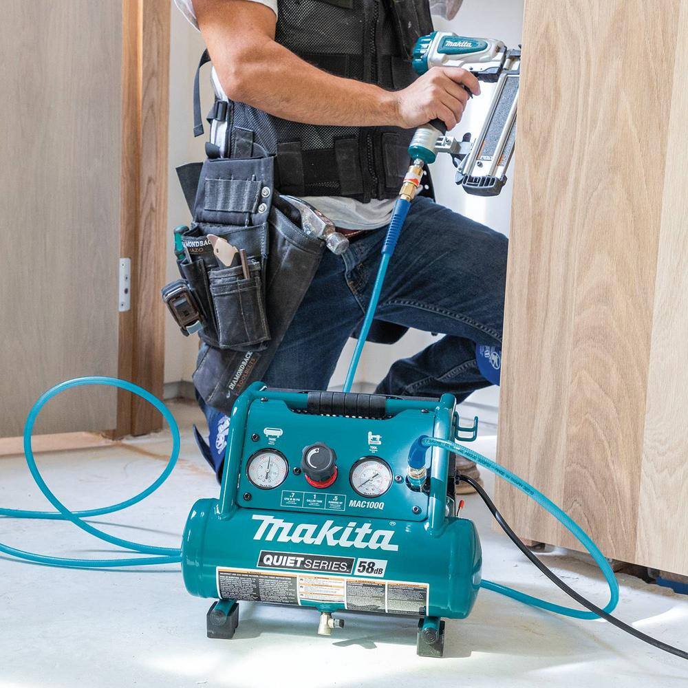 Makita Quiet Series 12 HP 1 Gal. Compact Oil-Free Electric Air Compressor MAC100Q