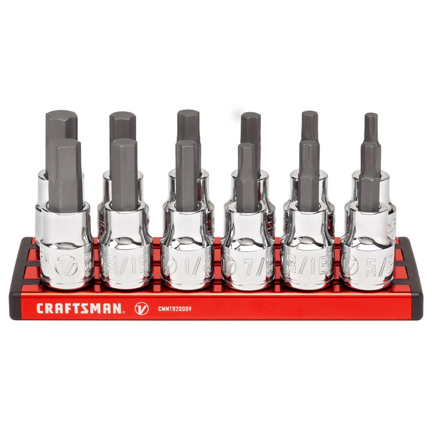 Craftsman V-Series X-Tract Technology 3/8 in. drive Metric and SAE Hex Bit Socket Set 12 pc